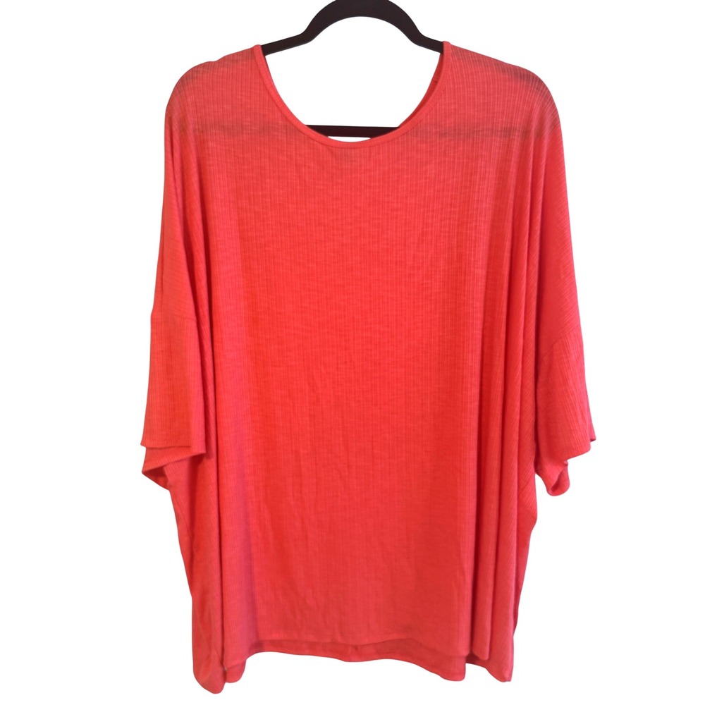 Old Navy Luxe Ribbed Oversized Top Coral Pink 4X Plus Size Stretch Comfort Soft - Picture 3 of 6